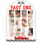 Fast One My First Year Photo Board, Racing Car Baby Milestone Signs for Boys