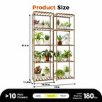 2 PCS Bamworld Plant Stands with Grow Lights Tall Plant Shelves for Mutiple Pots