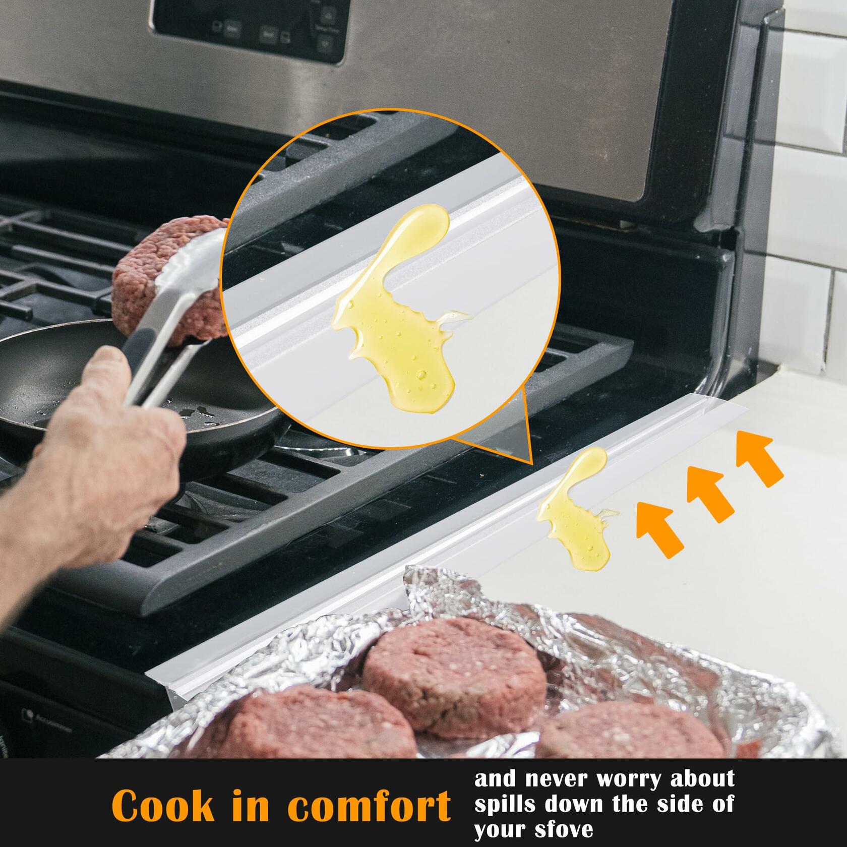 2 PACK Silicone Stove Counter Gap Cover Kitchen Counter Gap Filler Transparent
