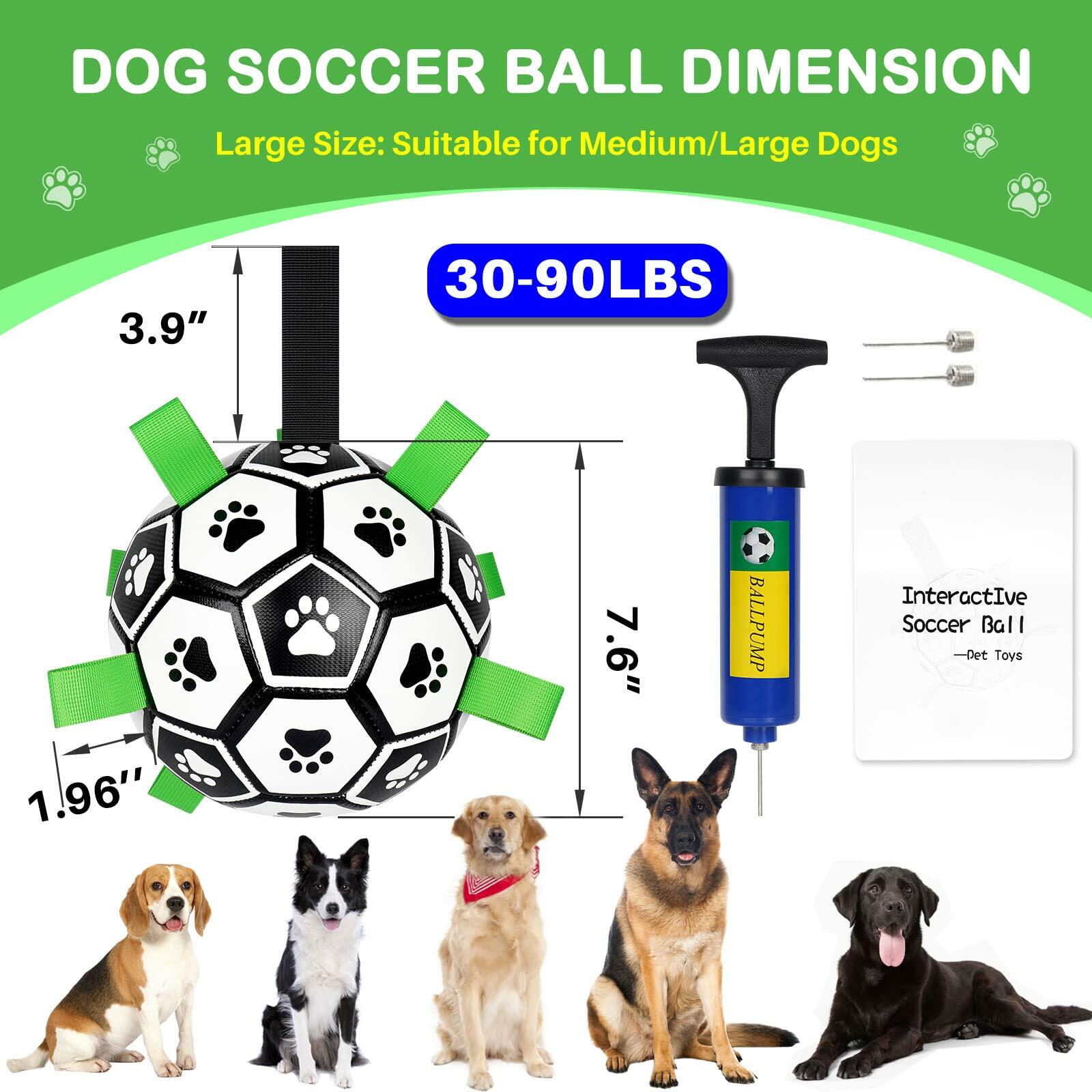 TBC PET Dog Toys Soccer Ball with Straps, Interactive for Tug of War, Puppy