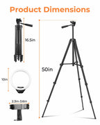 Sensyne 10'' Ring Light with 50'' Extendable Tripod Stand, LED Circle Lights