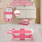 Baby Bathtub,Collapsible Baby Bath Tub with Thermometer & Soft Floating