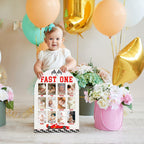Fast One My First Year Photo Board, Racing Car Baby Milestone Signs for Boys