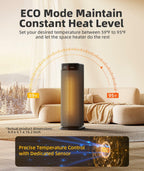 BREEZOME Space Heater for Indoor Use, 1500W Fast Heating Electric Heater with