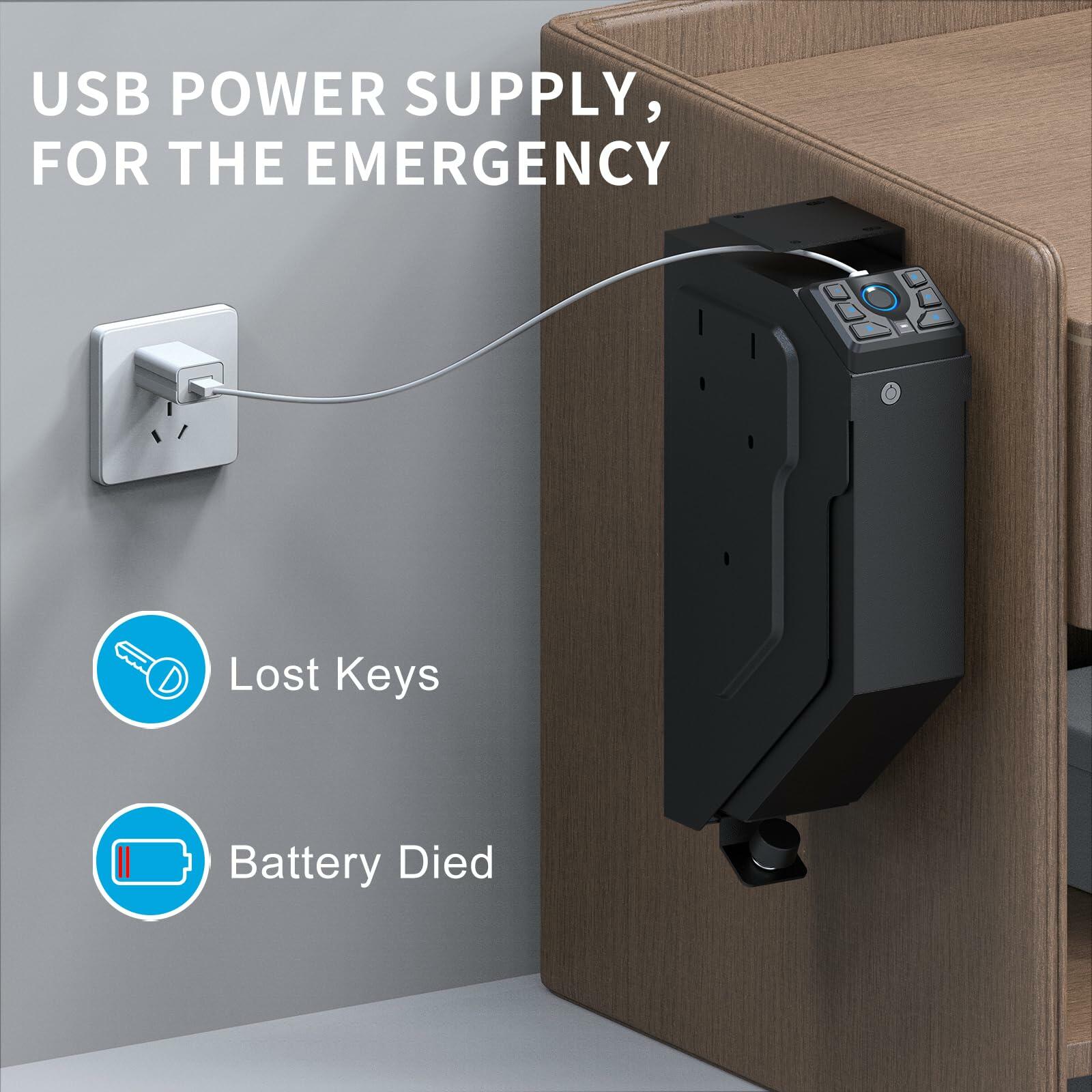 VERPROOF Biometric Gun Safe for Handgun Drop Down Pistol Safe, Smart Pistol Safe
