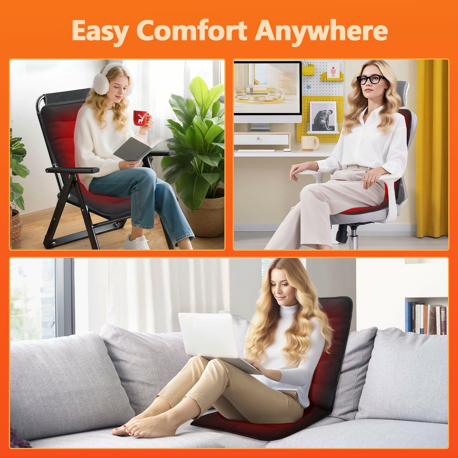 SoliSnug Heated Seat Cushion for Office Chair, Thick Heated Chair Pad, Auto Shut