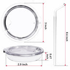 2 PACK Reusable Wide Mouth Mason Jar Lids with Glass Straw Hole -Fit 2.9-inch