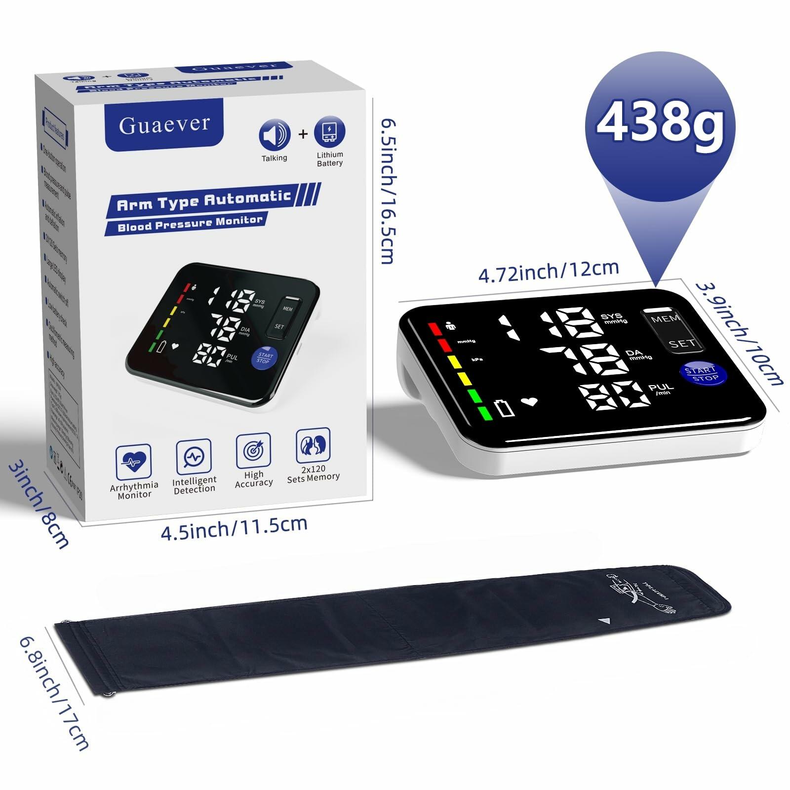 GUAEVER Blood Pressure Monitor Rechargeable Upper Arm Blood Pressure Monitors