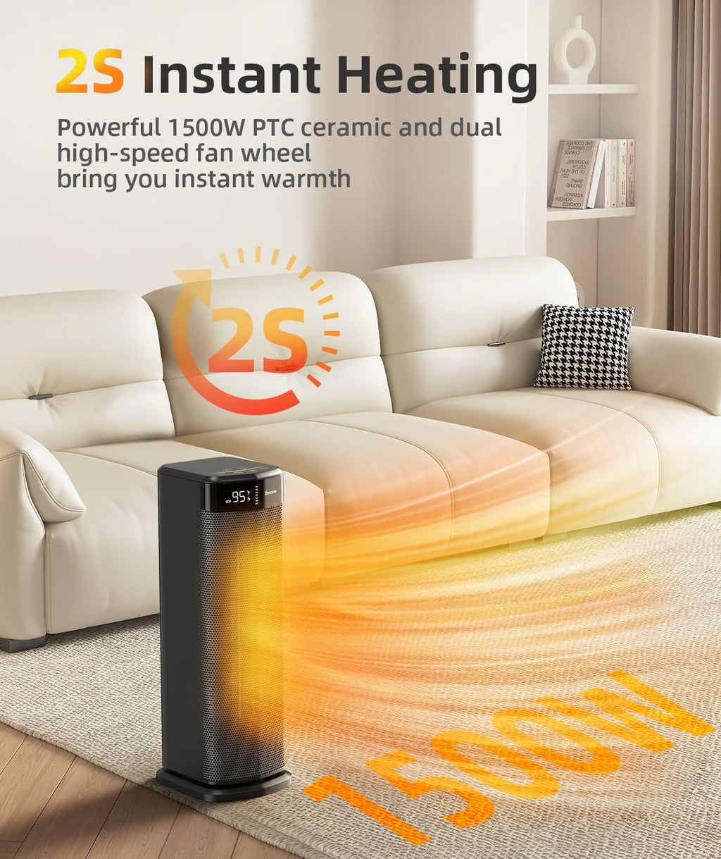 BREEZOME Space Heater for Indoor Use, 1500W Fast Heating Electric Heater with