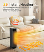 BREEZOME Space Heater for Indoor Use, 1500W Fast Heating Electric Heater with