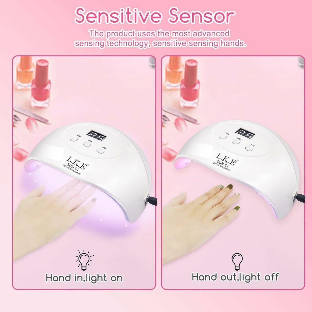 Wisdompark 72W UV LED Nail Lamp, UV Light for Gel Nails with 15 Beads Curing