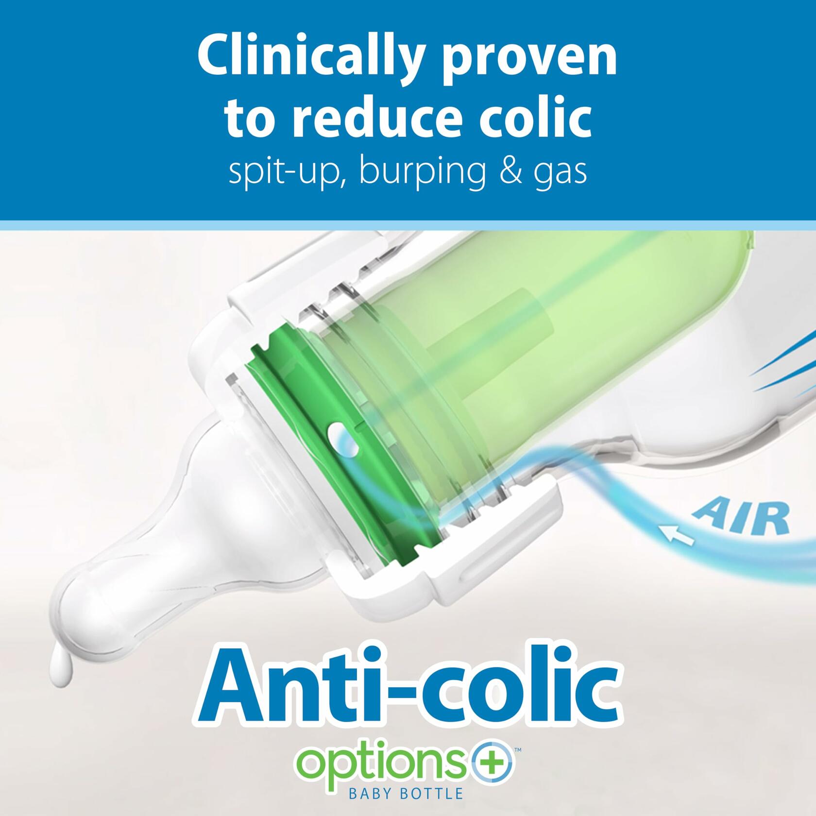 4 PABK Dr. Brown's Natural Flow Anti-Colic Options+ Narrow Baby Bottle, 8 oz/250