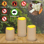 Flameless Candles 4" 5" 6" Set of 3 Ivory Outdoor Indoor Pillars 3" Diameter