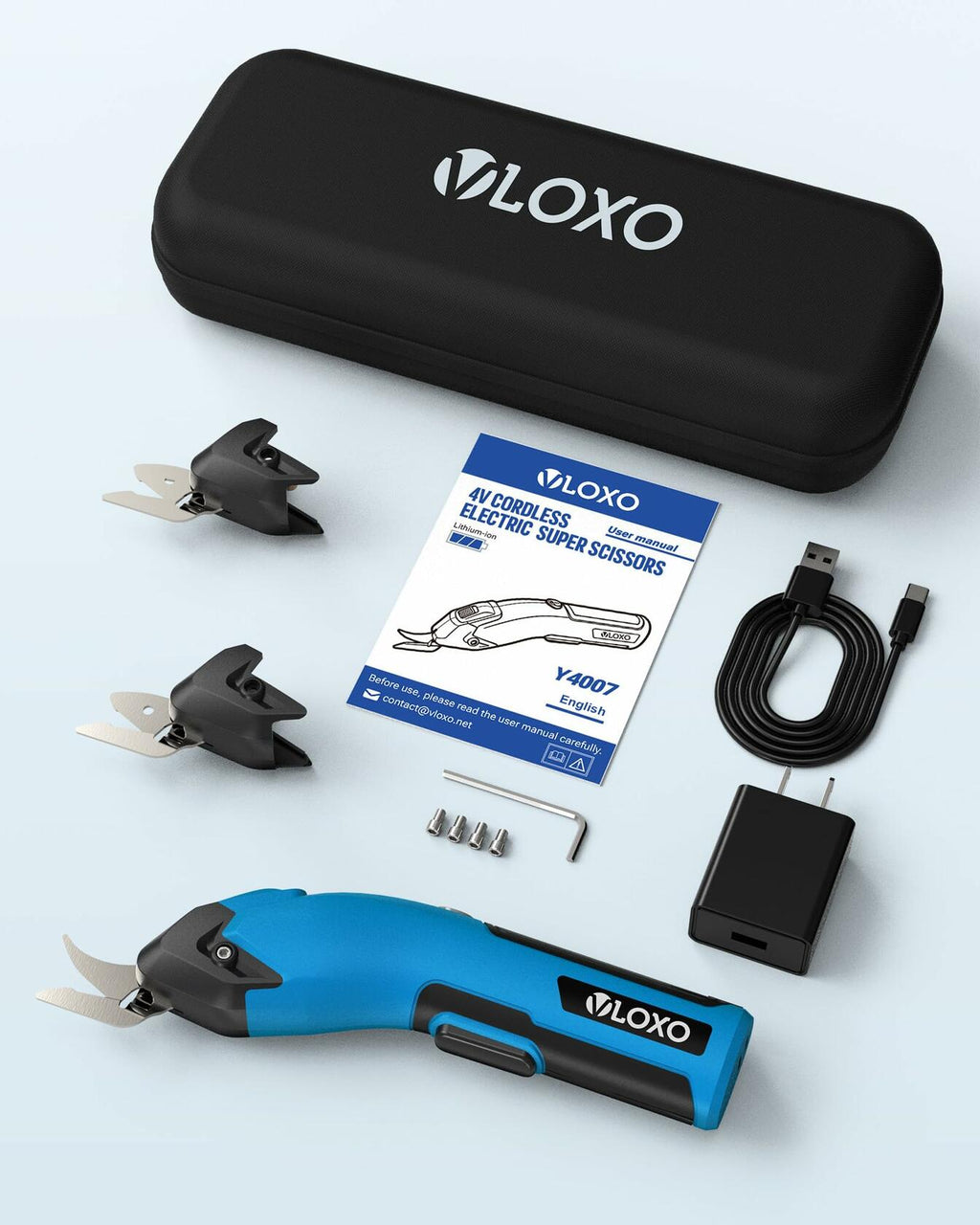 VLOXO Cordless Cardboard Cutter, 4V Rechargeable Electric Scissors Carpet Super