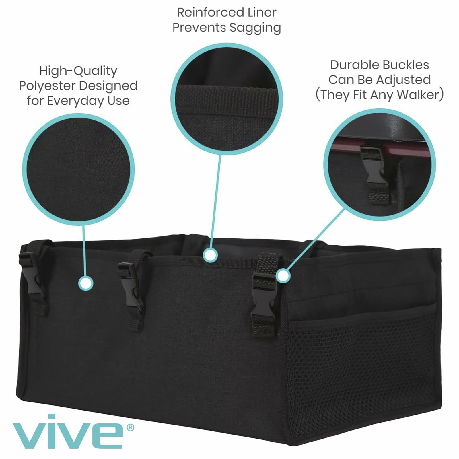 Vive Rollator Accessories Bag - Under Seat Rollator Walker Basket for Seniors -