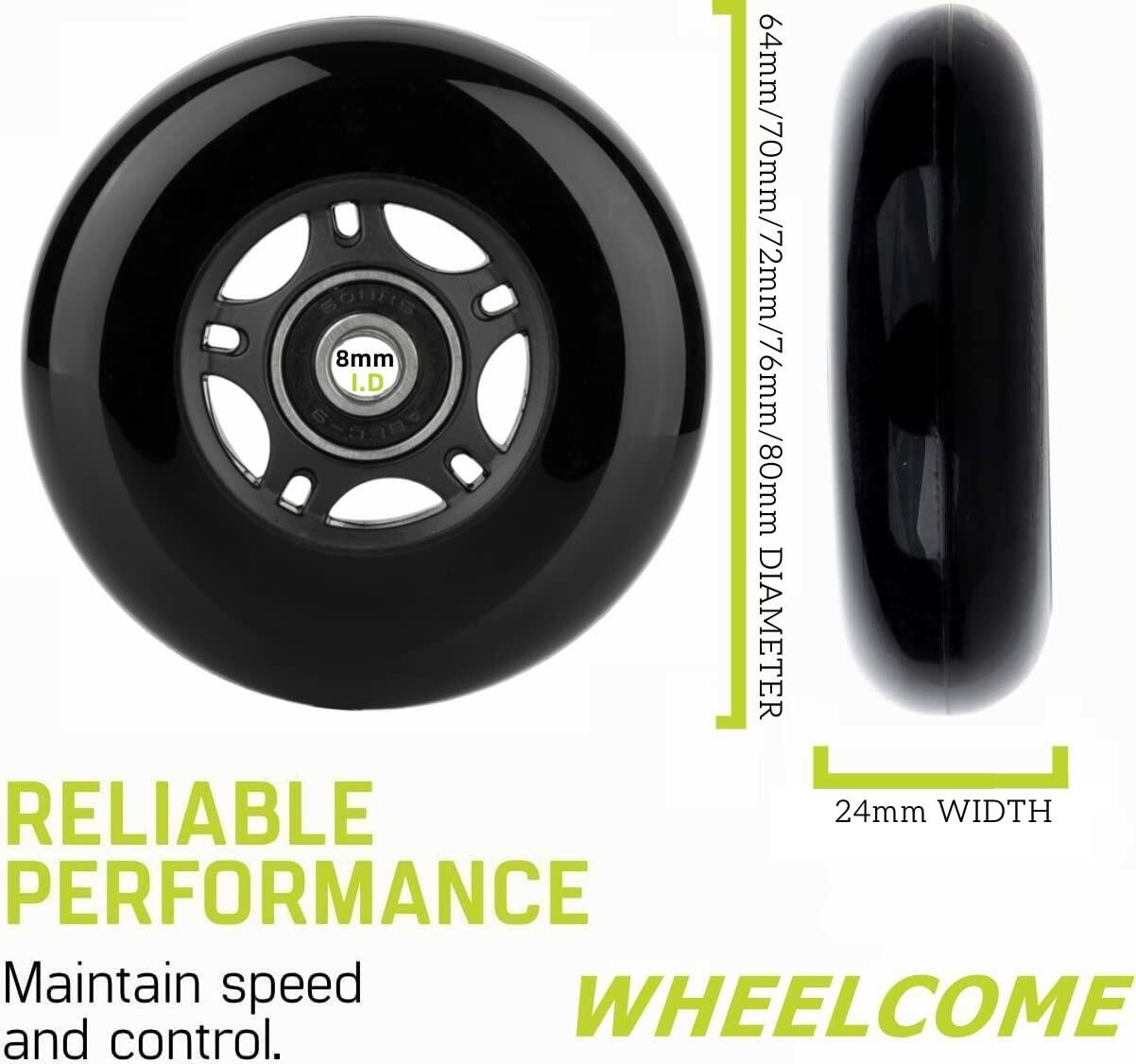 WHEELCOME Inline Skate Wheels Outdoor & Indoor Blade Roller Skate Wheels 85a