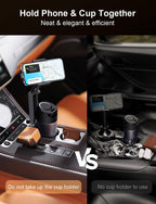 TAZENI 2-in-1 Cup Holder Cell Phone Holder for Your Car Bottle Friendly Cup Cell