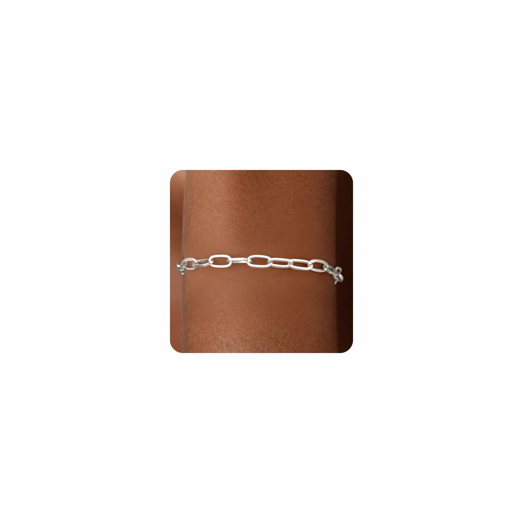 Treasure Bender S925 Sterling Silver Paperclip Chain Bracelets for Women -