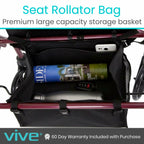 Vive Rollator Accessories Bag - Under Seat Rollator Walker Basket for Seniors -