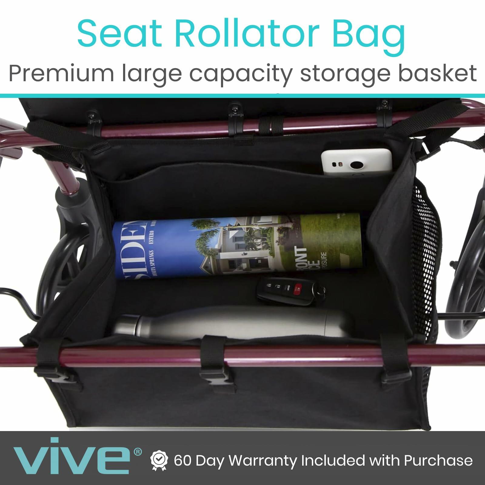 Vive Rollator Accessories Bag - Under Seat Rollator Walker Basket for Seniors -