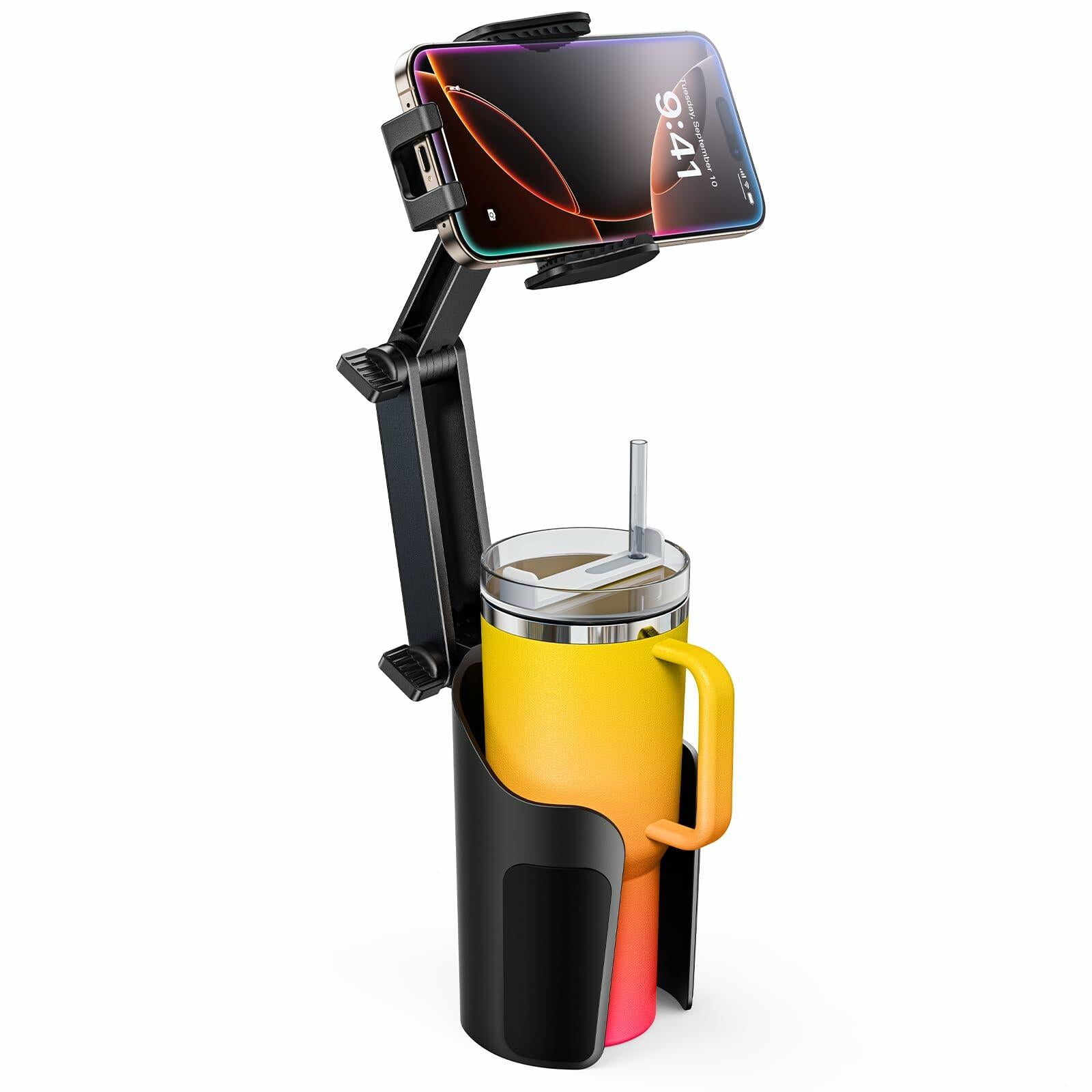 TAZENI 2-in-1 Cup Holder Cell Phone Holder for Your Car Bottle Friendly Cup Cell