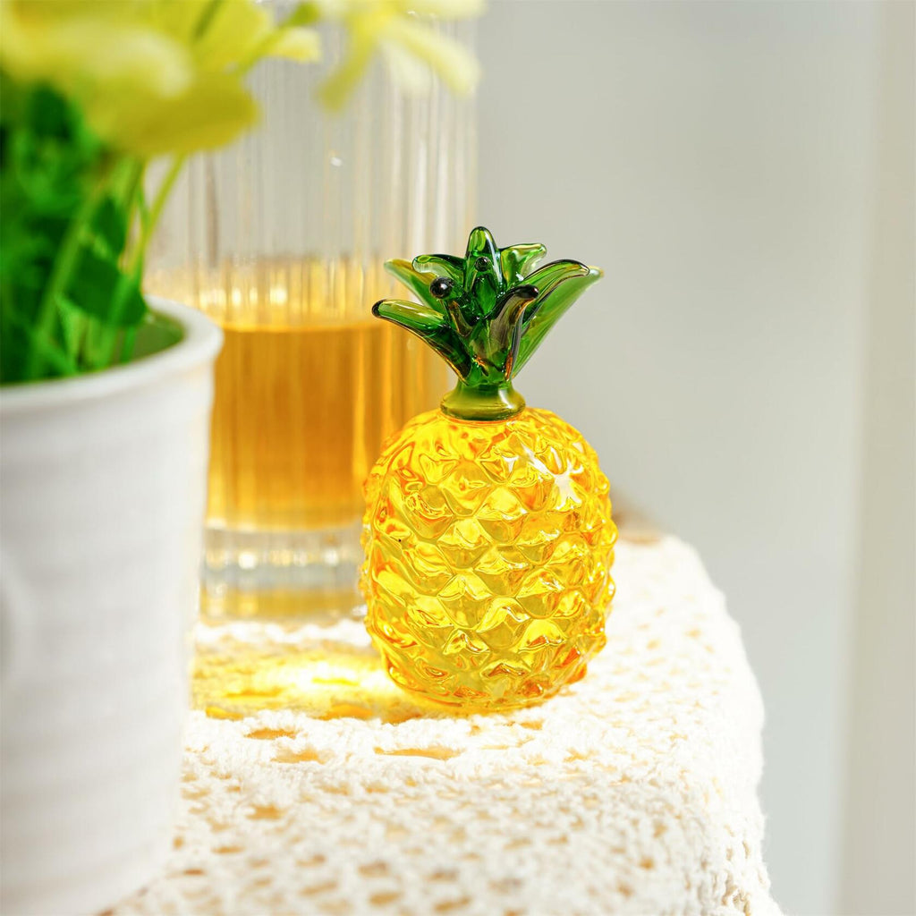 KRISININE Glass Fruit Decor Crystal Pineapple Figurine Collectibles Hand Blown