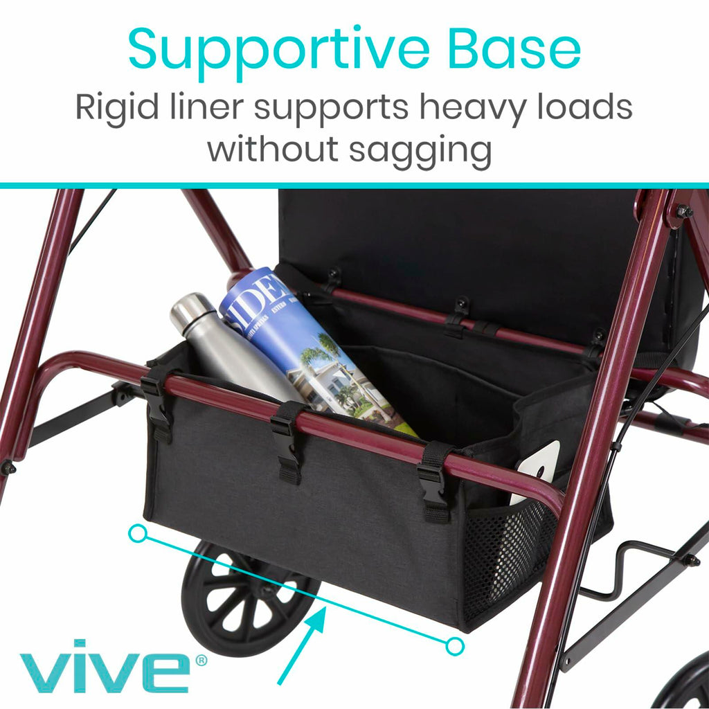 Vive Rollator Accessories Bag - Under Seat Rollator Walker Basket for Seniors -