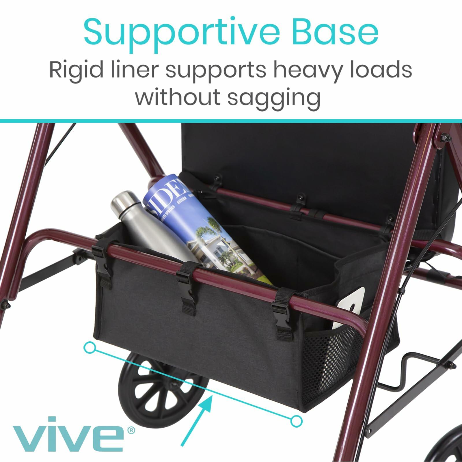 Vive Rollator Accessories Bag - Under Seat Rollator Walker Basket for Seniors -