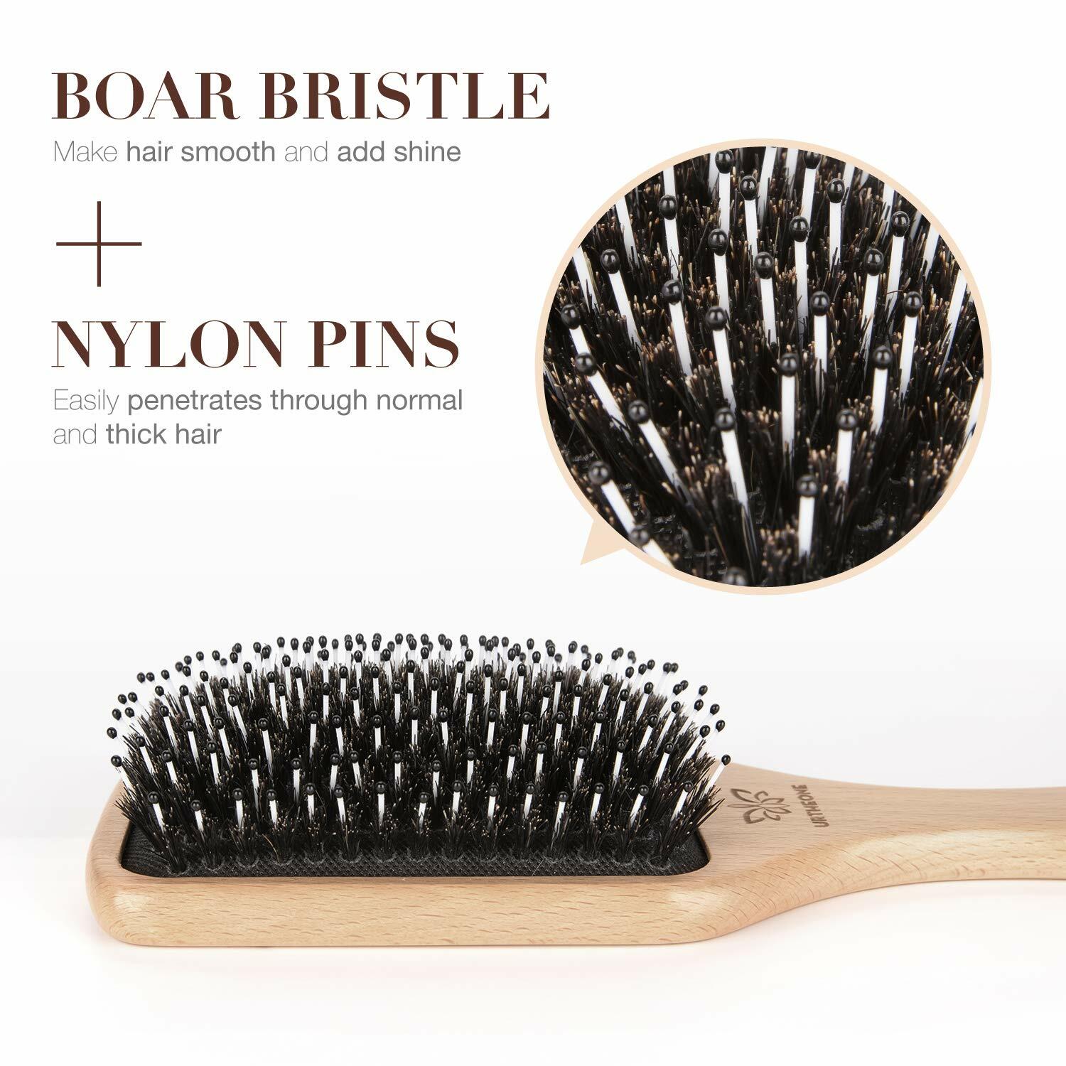Hair Brush Boar Bristle Hairbrush for Thick Curly Thin Long Short Wet or Dry