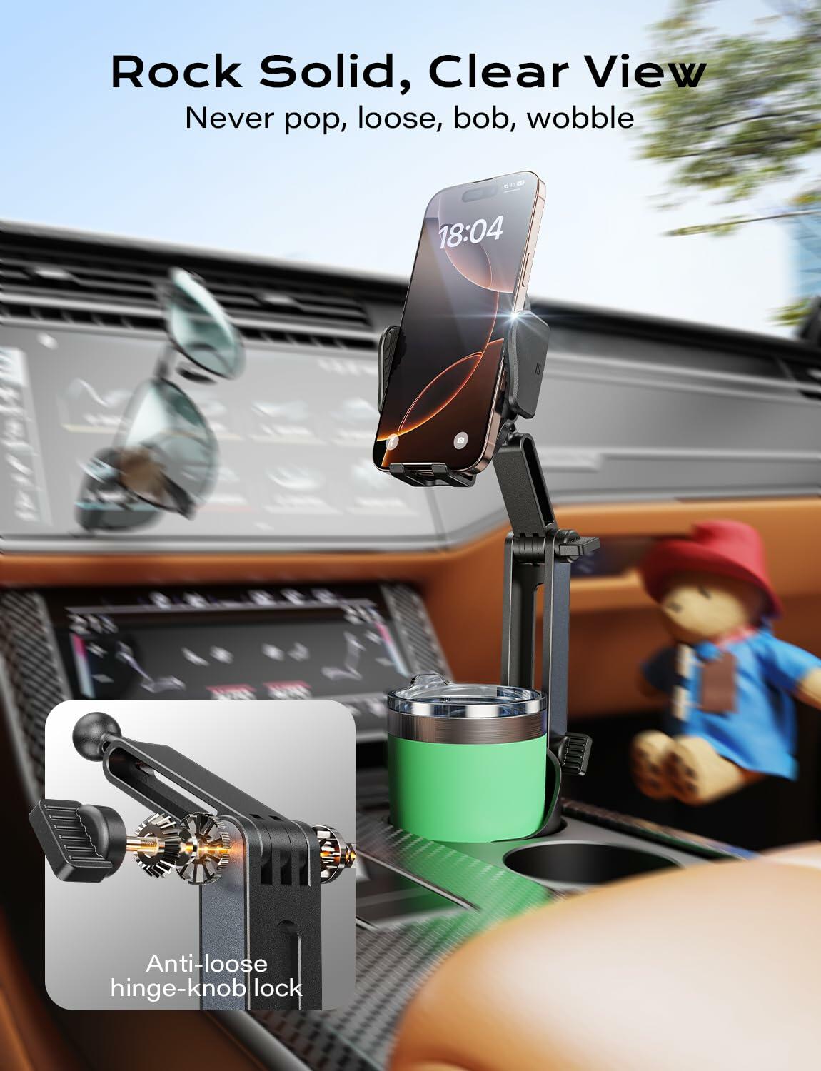 TAZENI 2-in-1 Cup Holder Cell Phone Holder for Your Car Bottle Friendly Cup Cell