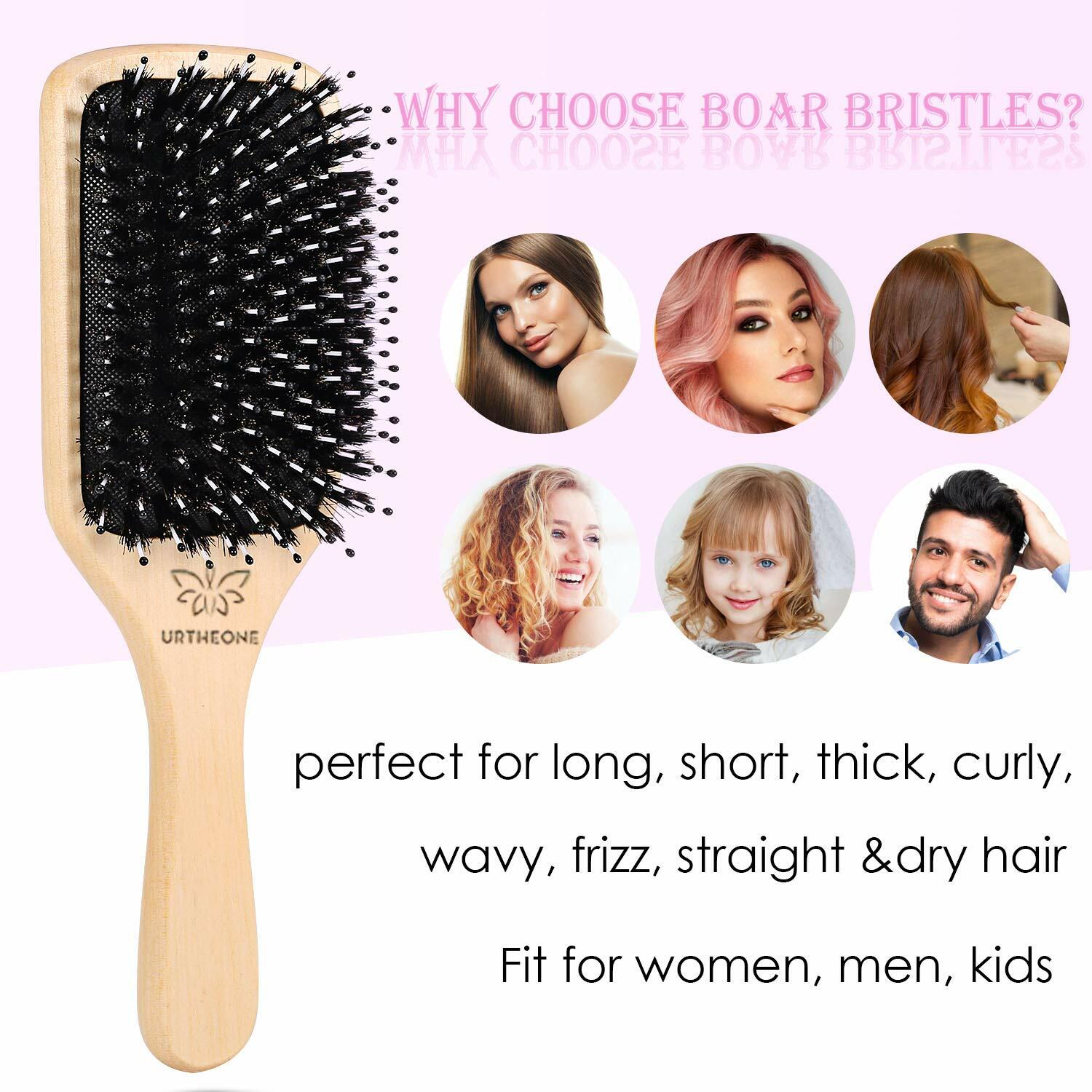 Hair Brush Boar Bristle Hairbrush for Thick Curly Thin Long Short Wet or Dry
