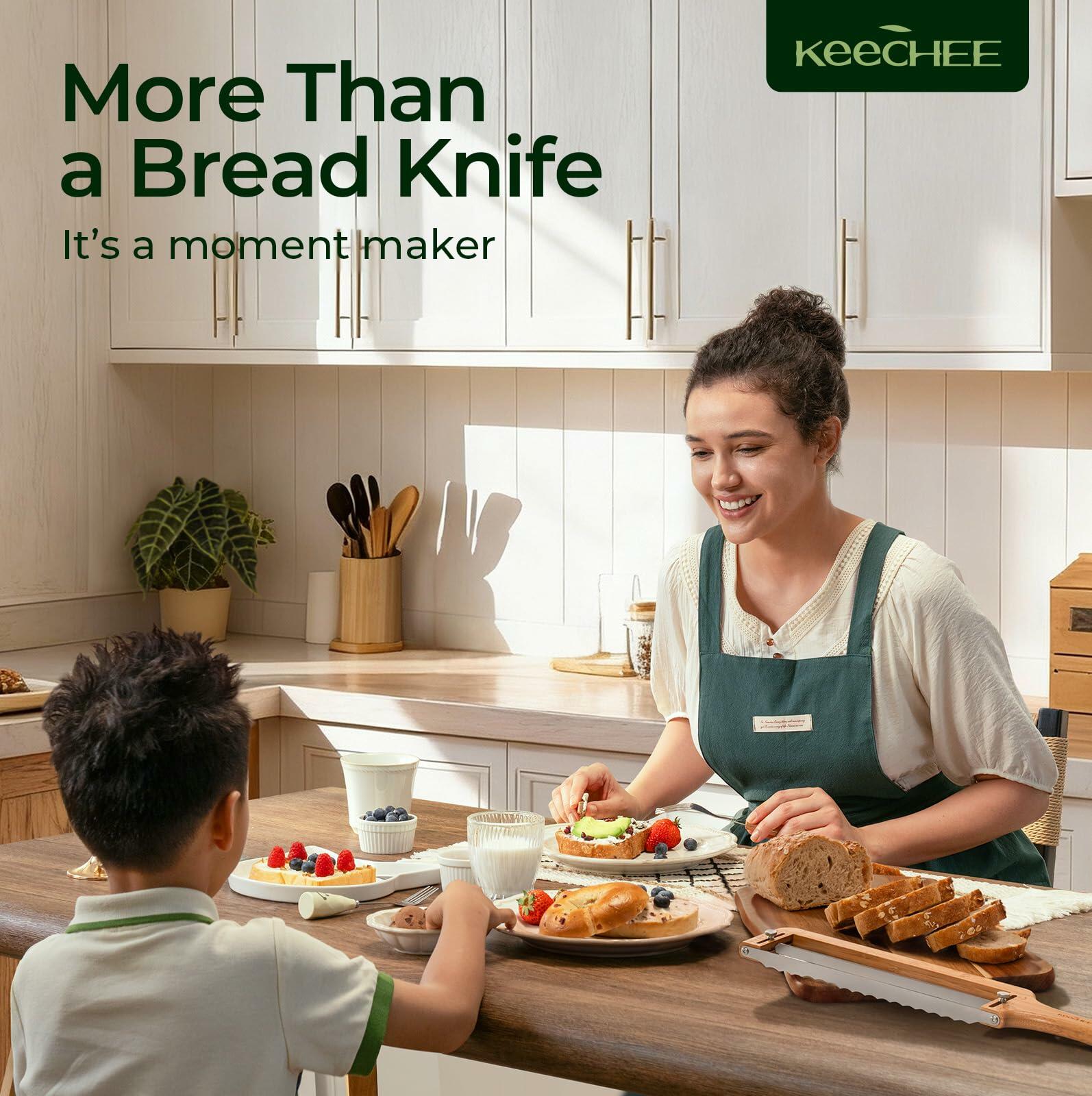 keechee Bread Pilot Adjustable Bread Knife – Upgraded Bread Slicer for Homemade