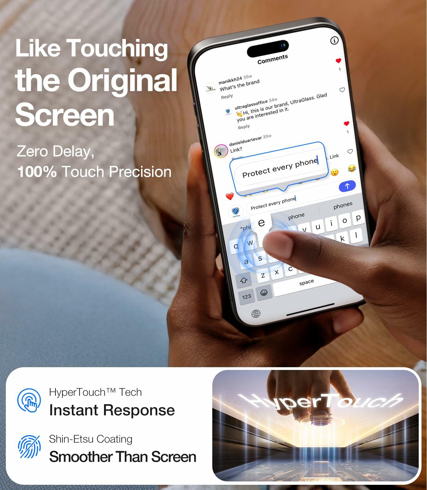 2 PACK UltraGlass TOP 9H+ Armor for iPhone 15 Pro Max Screen Protector [NO.1