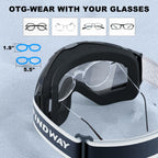 findway Ski Goggles OTG - Over Glasses Snow/Snowboard Goggles for Men, Women &