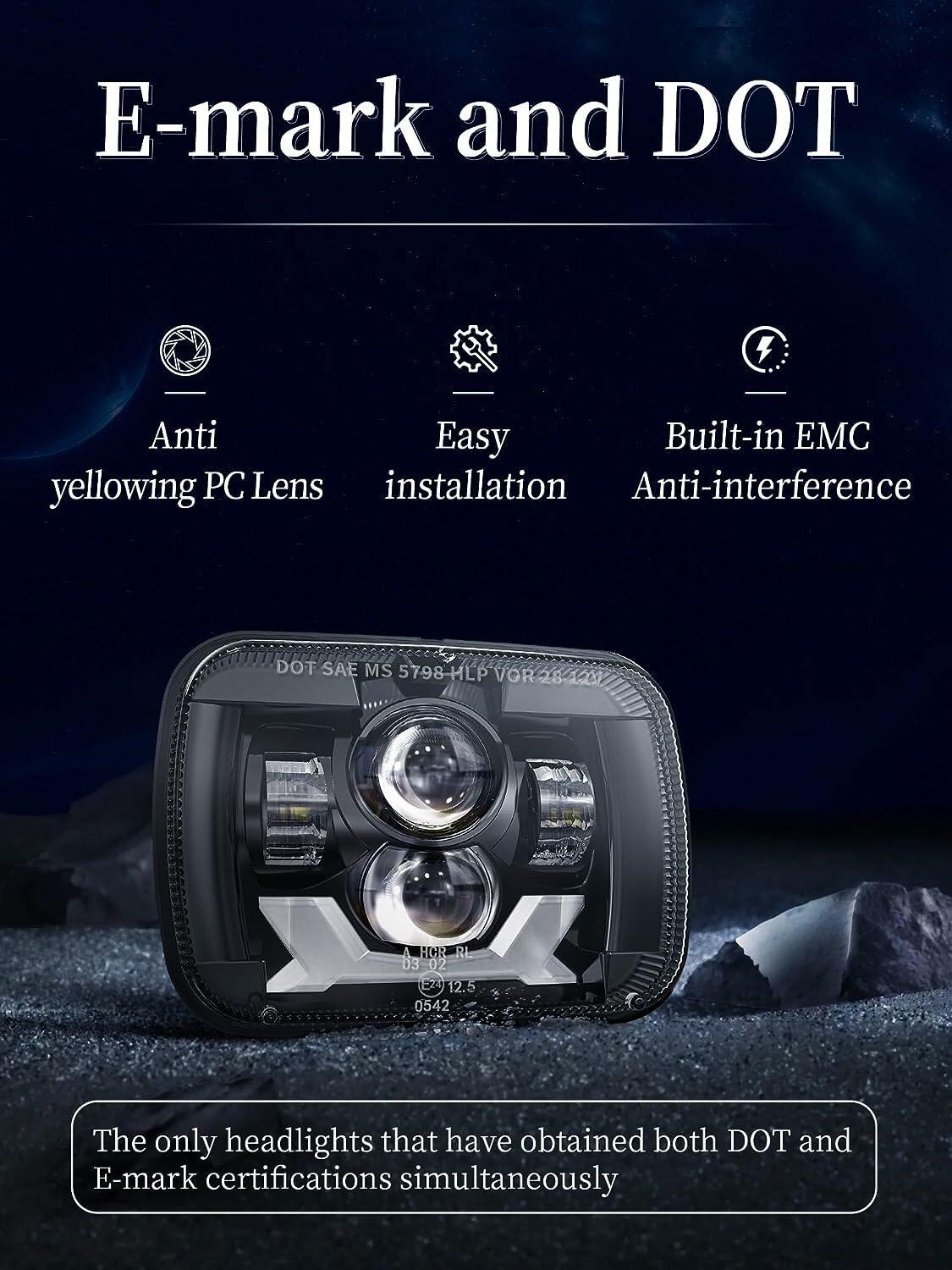 HWSTAR New 180W 1000% Bright H6054 5x7 7x6 Led Headlights Compatible with Jeep
