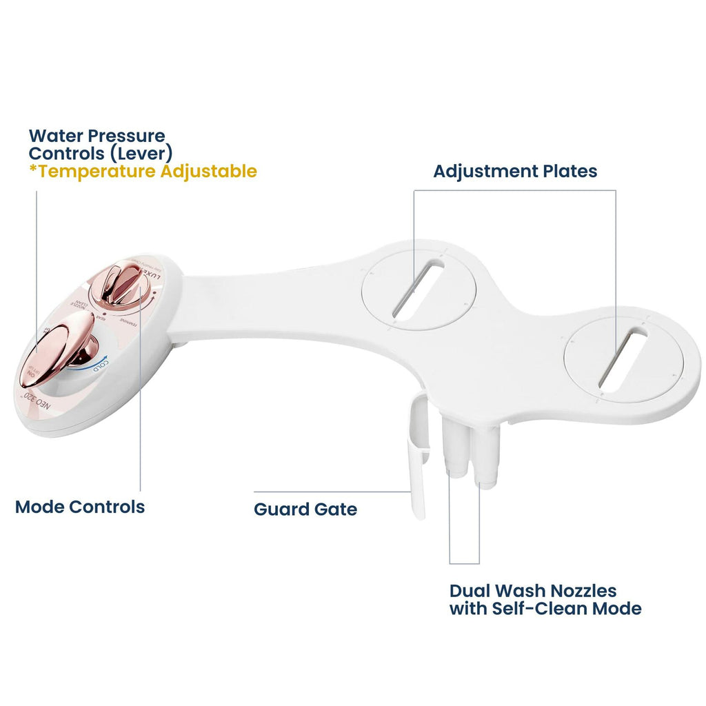 LUXE Bidet NEO 320 - Warm Water, Dual Nozzle, Self-Cleaning, Non-Electric Bidet