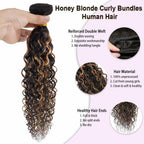 Highlight Water Curly Bundles Human Hair Honey Blonde Balayage Virgin Human Hair