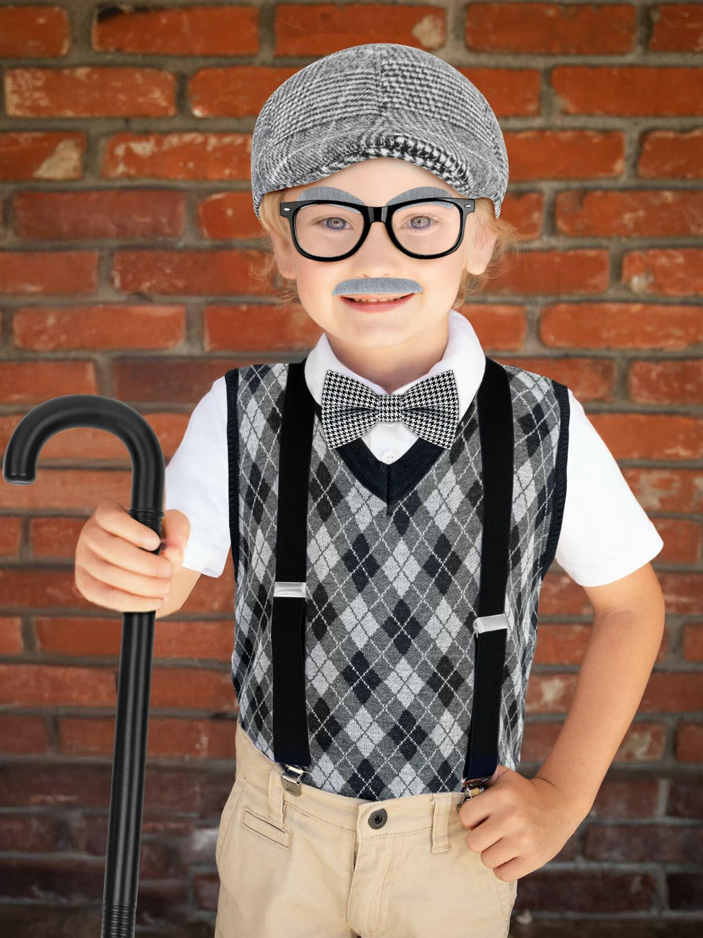 Luces 100th Days of School Costume, Boys Old Man Costume Vest Hat Accessories,