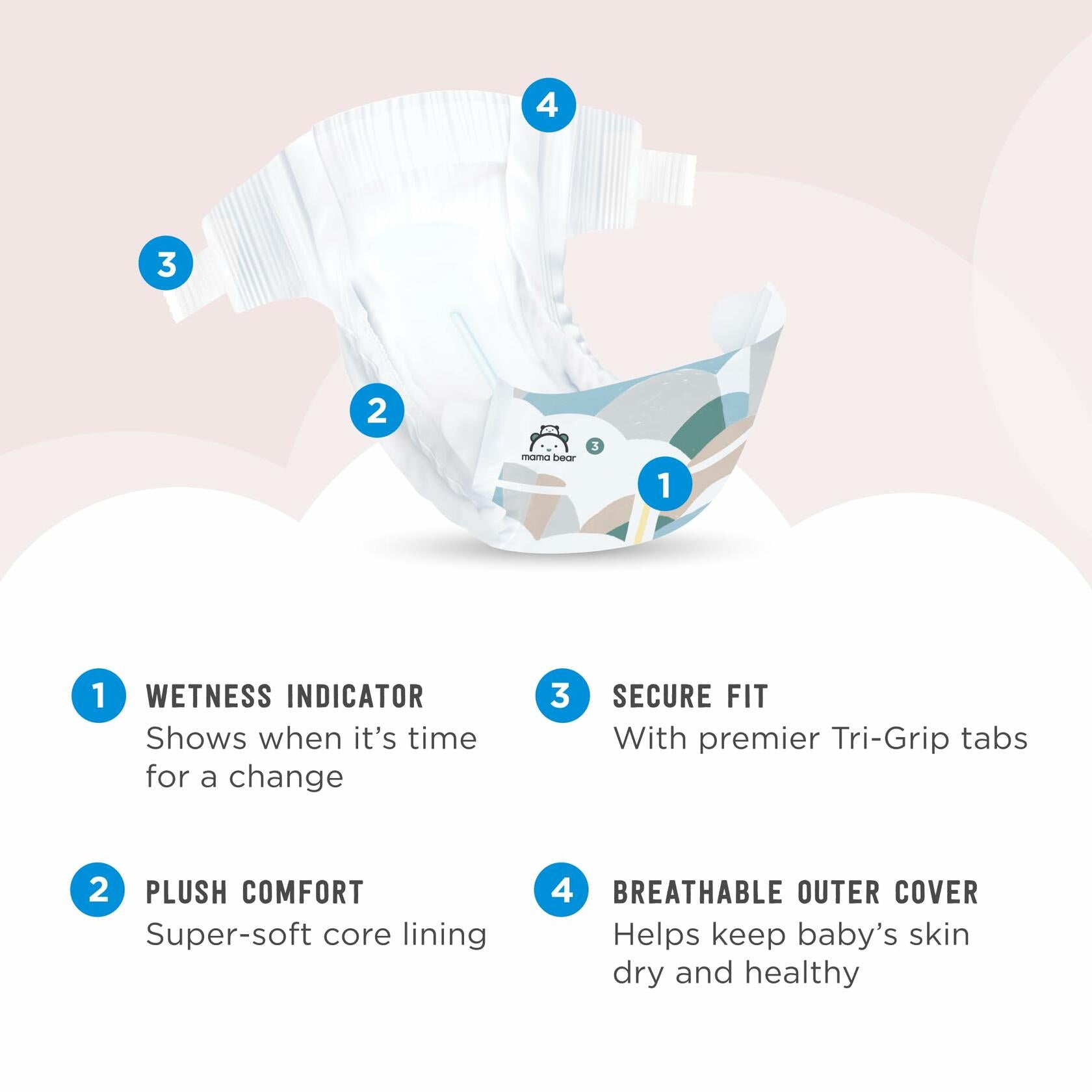 Amazon Brand - Mama Bear Plush Protection Disposable Baby Diapers,