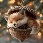 6-Piece Forest Animal Acorn Ornament Set 2D Flat Acrylic Hanging Forest Pine