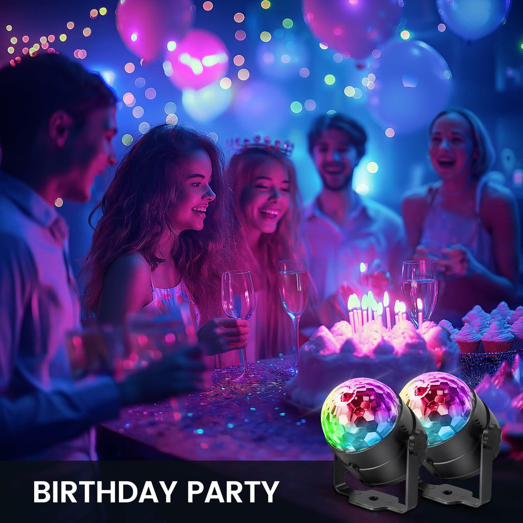 NEQUARE Disco Ball DJ Party Lights Sound Activated with Remote Control Strobe