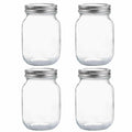 4 Pack YINGERHUAN Glass Regular Mouth Mason Jars, 16 oz Clear Glass Jars with