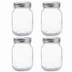 4 Pack YINGERHUAN Glass Regular Mouth Mason Jars, 16 oz Clear Glass Jars with