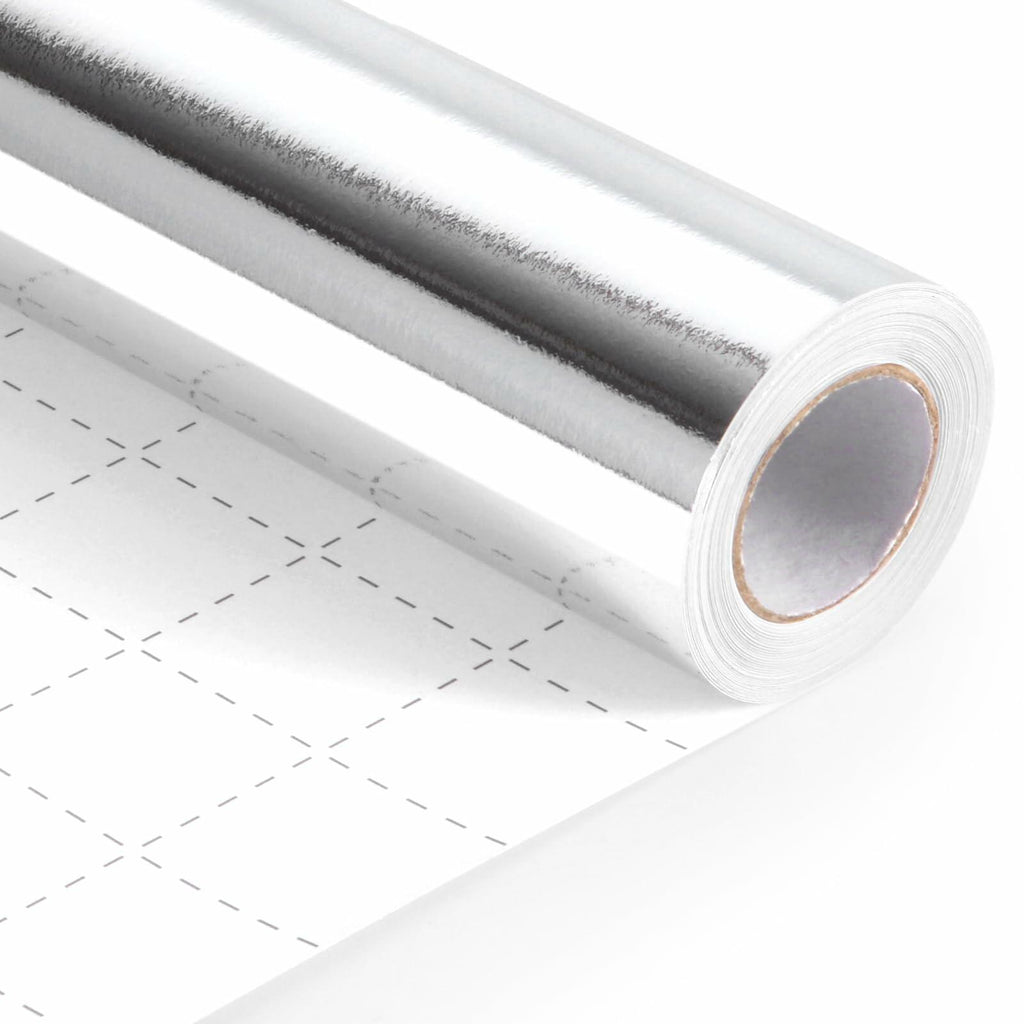 Silver Wrapping Paper, 17inch x 33ft Solid Color Metallic Lustre Paper, Silver