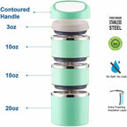 Lille Home Stackable Stainless Steel Thermal Compartment Lunch/Snack Box, 3-Tier