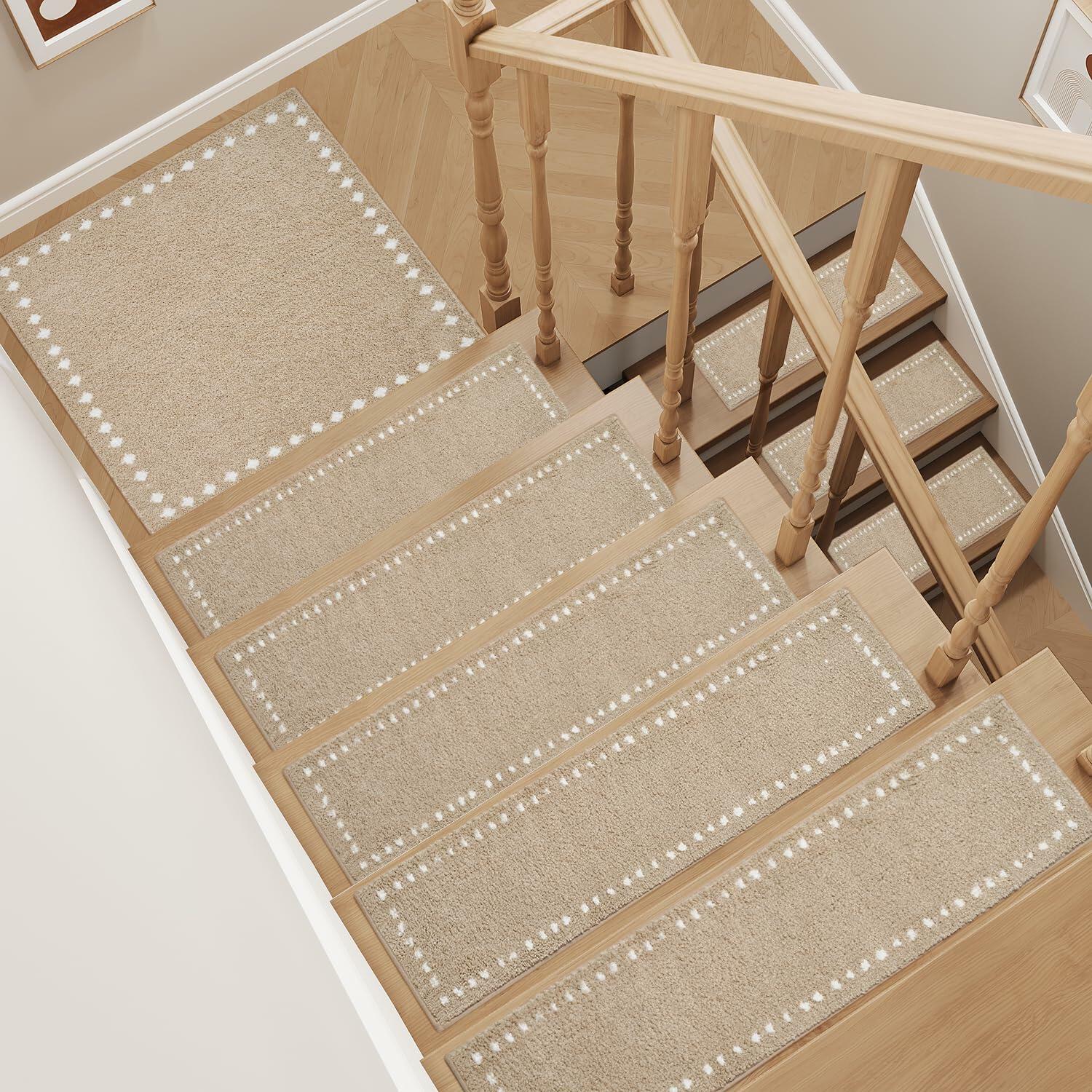 tchdio Stair-Treads Non Slip Indoor, 8"x30"  Stair Treads for Wooden Steps 15PC,