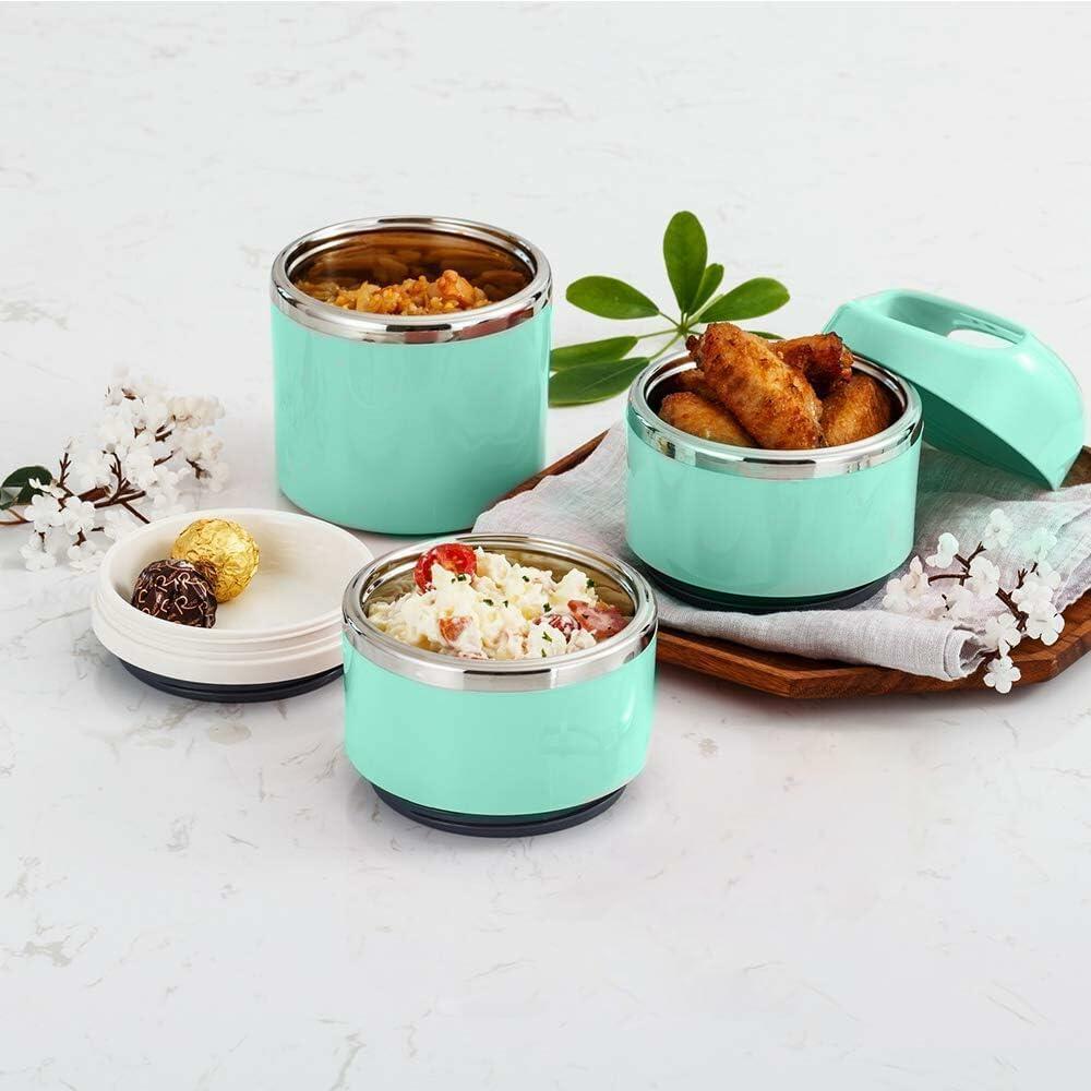 Lille Home Stackable Stainless Steel Thermal Compartment Lunch/Snack Box, 3-Tier