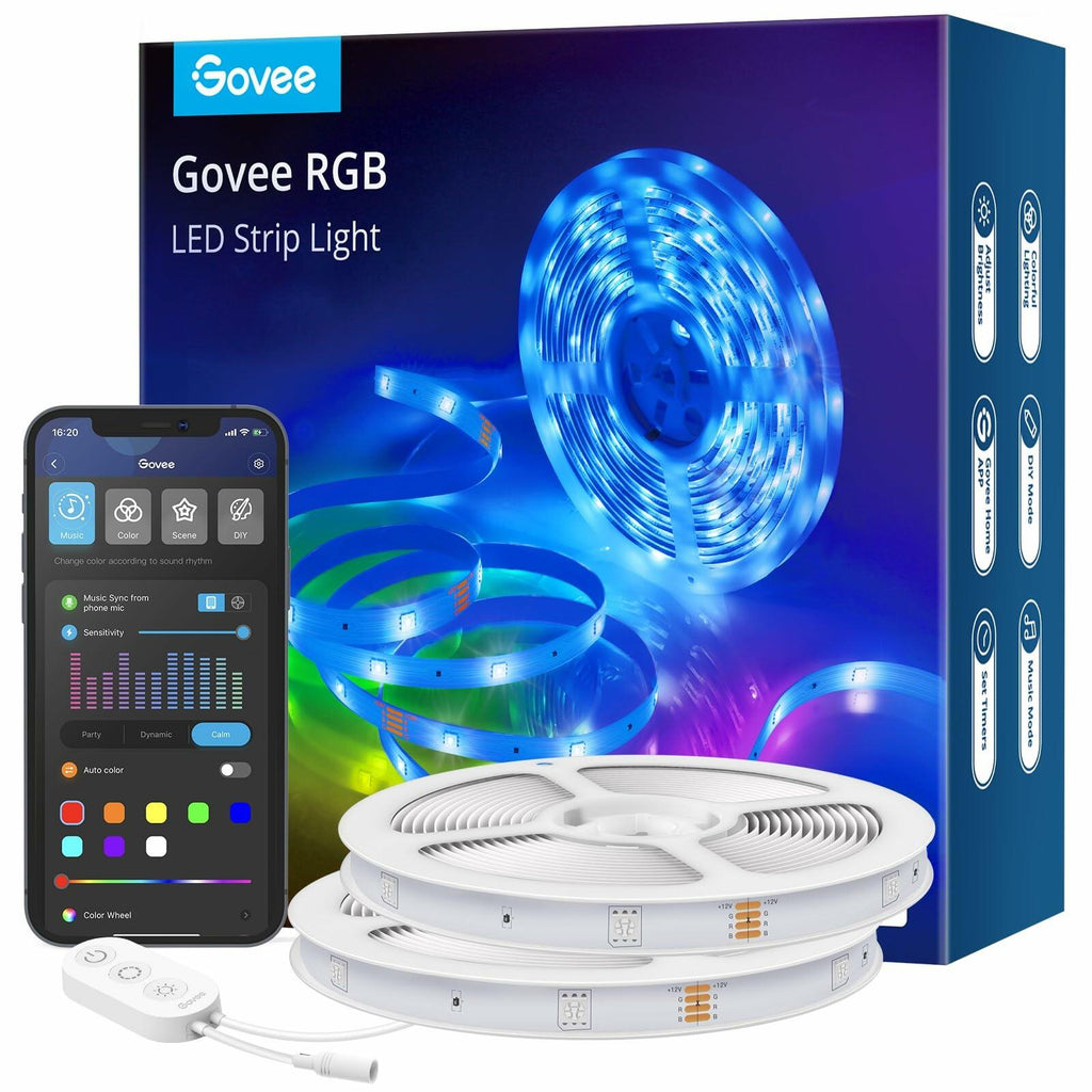 Govee Smart RGB LED Strip Lights for Bedroom, 32.8ft WiFi LED Light Strip Work