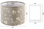 Creme Fabric Drum Lamp Shade with Embroidered Leaf Trim 13" Top x 13" Bottom x