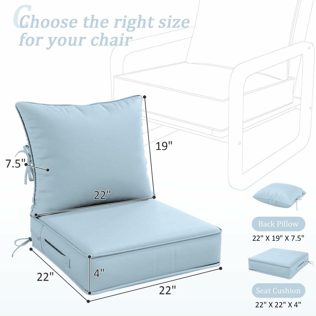 Snubbull Outdoor Patio Chair Cushions Set 22 L X 22 W X 4 H Waterproof & Fade